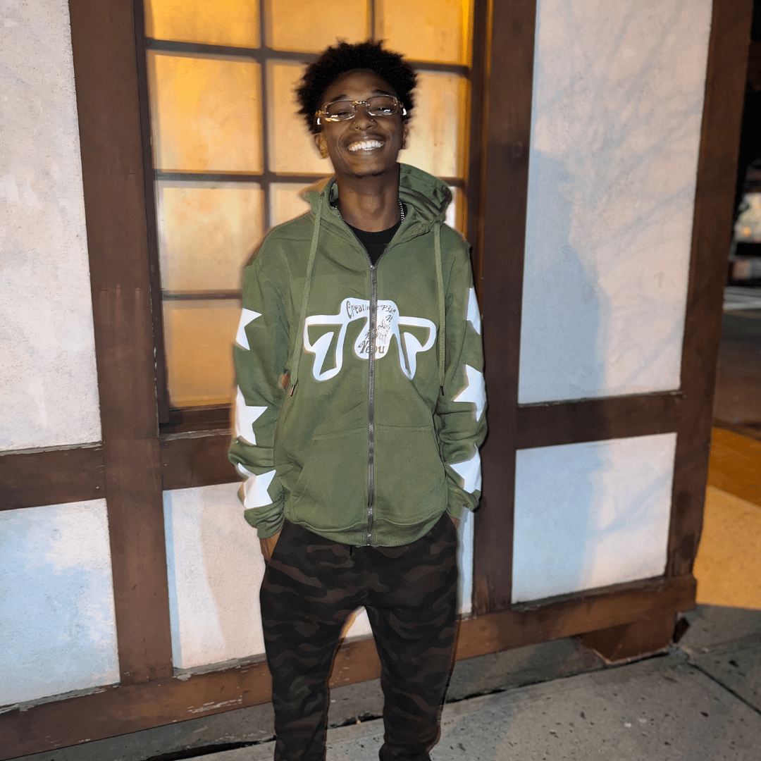 “Creative P3ace” Luminary Starz zip up - SS24 Edition Military Green