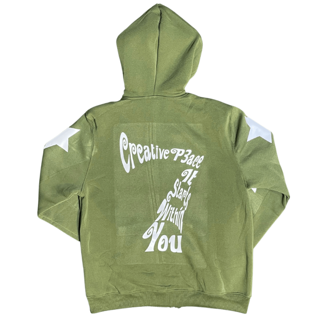 “Creative P3ace” Luminary Starz zip up - SS24 Edition Military Green